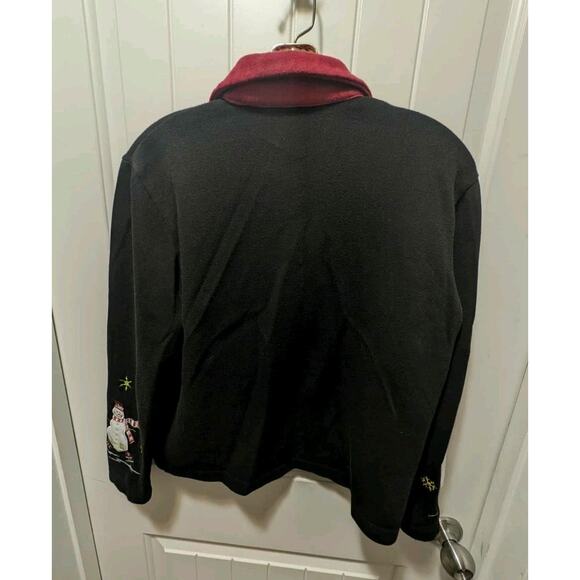 Vintage Onque Casuals Black Zip Snowman Ugly Christmas Sweater Party Size S - Picture 7 of 10